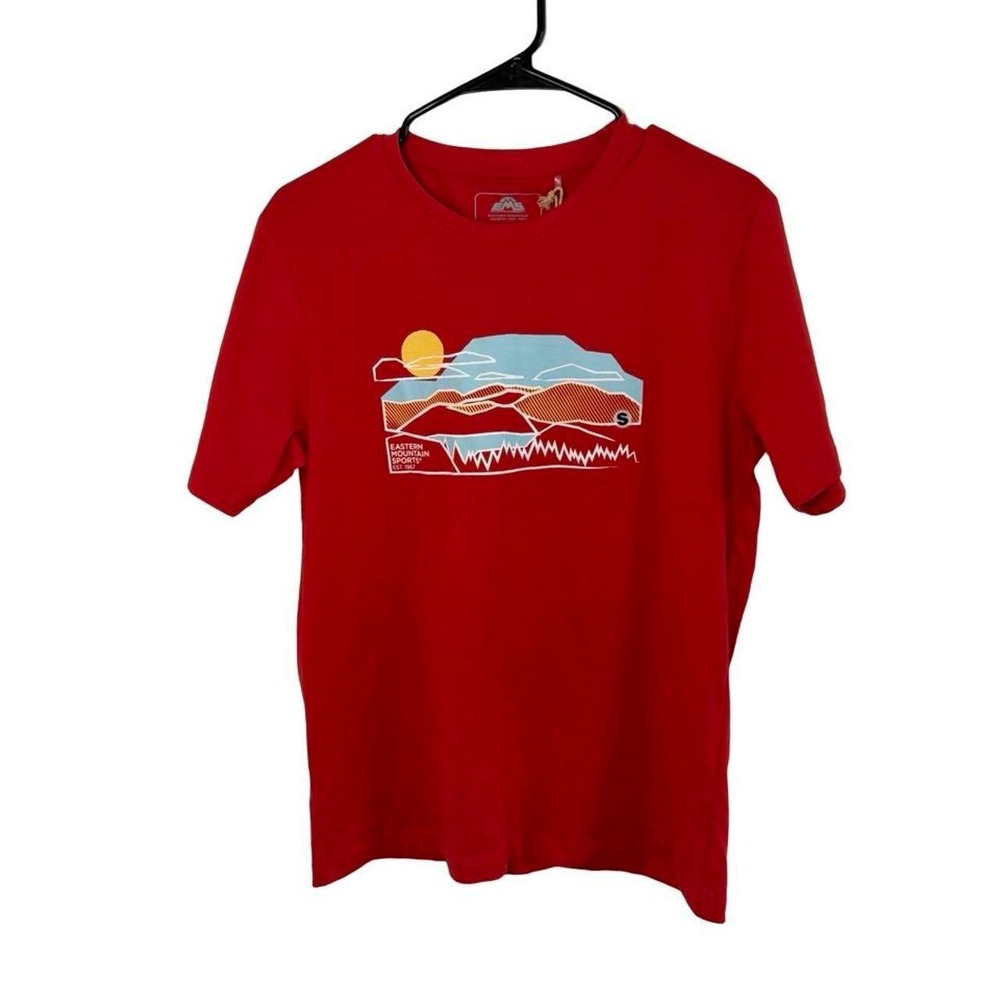 Eastern Mountain Sports EMS Mens Graphic T Red Mountain Landscape Small NWT
